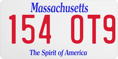 MA license plate 154OT9