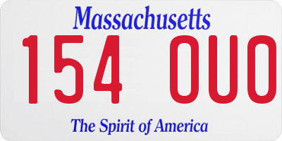 MA license plate 154OU0