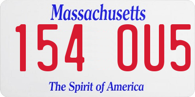 MA license plate 154OU5