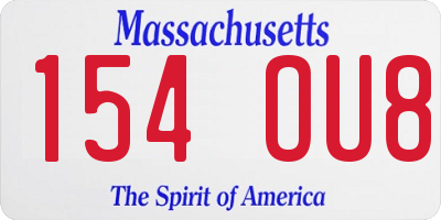 MA license plate 154OU8