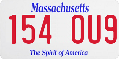 MA license plate 154OU9