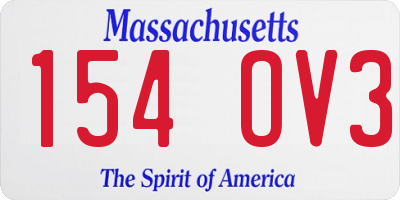 MA license plate 154OV3