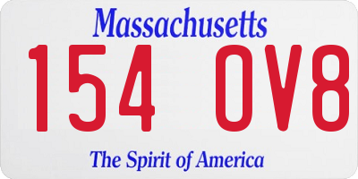 MA license plate 154OV8