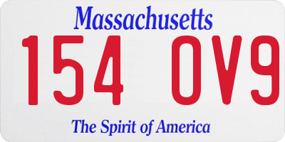 MA license plate 154OV9