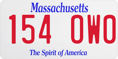 MA license plate 154OW0