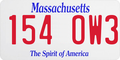 MA license plate 154OW3
