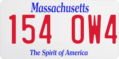 MA license plate 154OW4