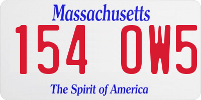 MA license plate 154OW5