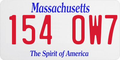 MA license plate 154OW7