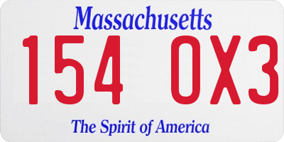 MA license plate 154OX3