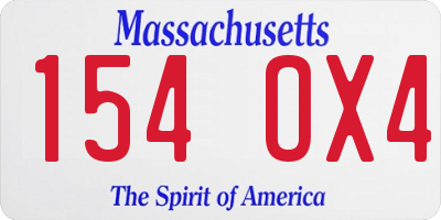 MA license plate 154OX4
