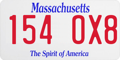 MA license plate 154OX8