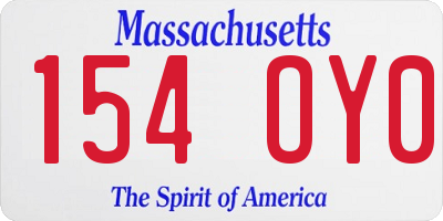 MA license plate 154OY0