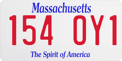 MA license plate 154OY1