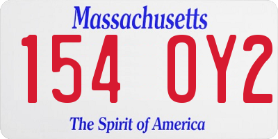 MA license plate 154OY2