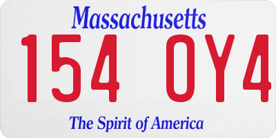 MA license plate 154OY4