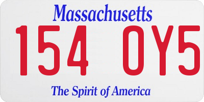 MA license plate 154OY5