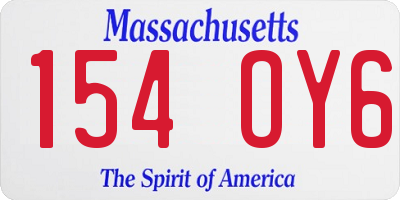 MA license plate 154OY6