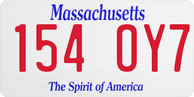 MA license plate 154OY7
