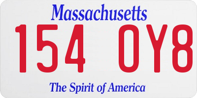 MA license plate 154OY8