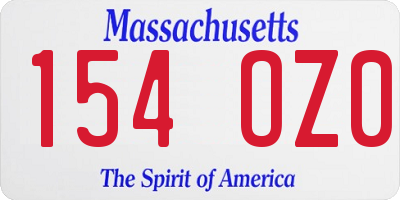 MA license plate 154OZ0