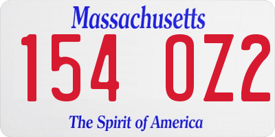 MA license plate 154OZ2