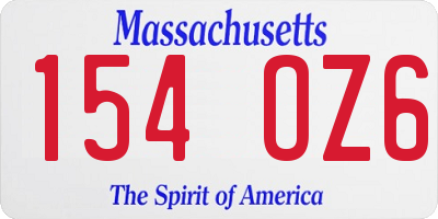 MA license plate 154OZ6
