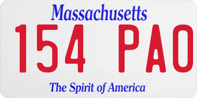 MA license plate 154PA0