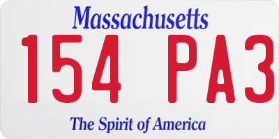 MA license plate 154PA3