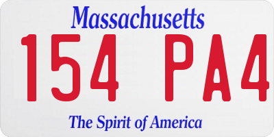 MA license plate 154PA4
