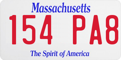 MA license plate 154PA8