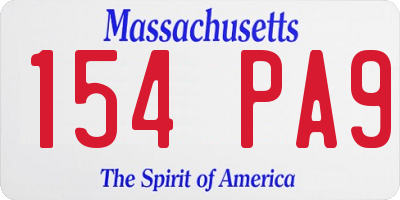 MA license plate 154PA9