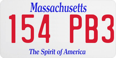 MA license plate 154PB3
