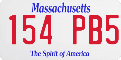 MA license plate 154PB5