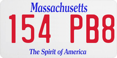 MA license plate 154PB8