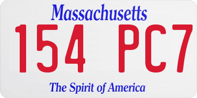 MA license plate 154PC7