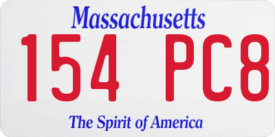MA license plate 154PC8