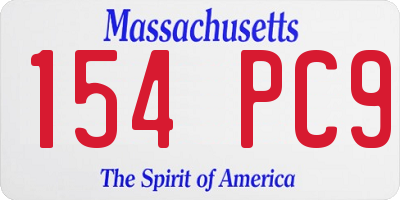 MA license plate 154PC9
