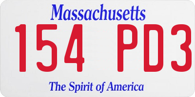 MA license plate 154PD3