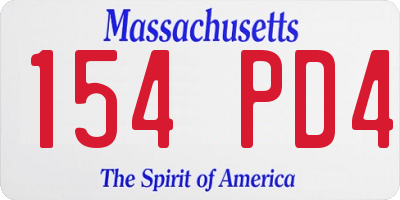 MA license plate 154PD4