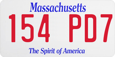 MA license plate 154PD7