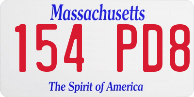 MA license plate 154PD8