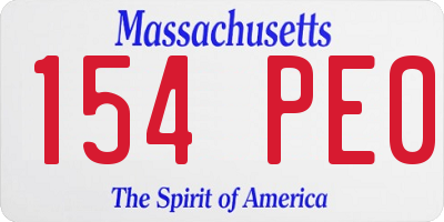 MA license plate 154PE0