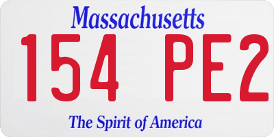 MA license plate 154PE2