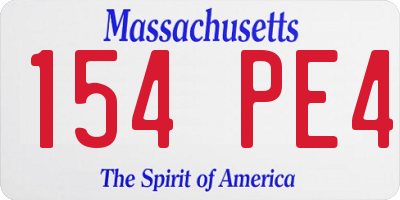 MA license plate 154PE4