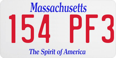 MA license plate 154PF3