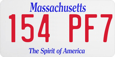 MA license plate 154PF7