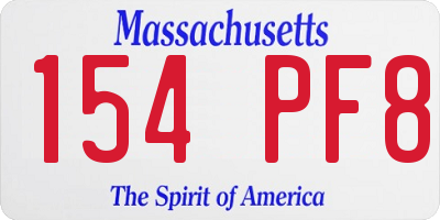 MA license plate 154PF8
