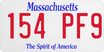 MA license plate 154PF9