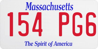 MA license plate 154PG6
